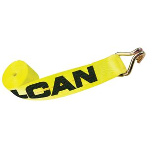 VULCAN Winch Strap with Wire Hook - 4 Inch x 27 Foot - Classic Yellow - 5,000 Pound Safe Working Load