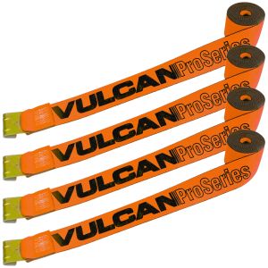 VULCAN Winch Strap with Flat Hook - 4 Inch x 30 Foot - PROSeries - 4 Pack - 5,400 Pound Safe Working Load