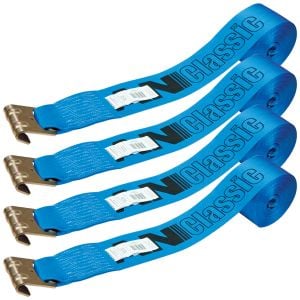 VULCAN Winch Strap with Flat Hook - 4 Inch x 30 Foot - Classic Blue - 4 Pack - 5,000 Pound Safe Working Load