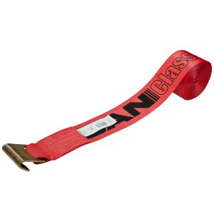 VULCAN Winch Strap with Flat Hook - 4 Inch x 30 Foot - Classic Red - 5,000 Pound Safe Working Load