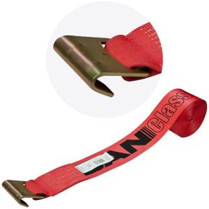 VULCAN Winch Strap with Flat Hook - 4 Inch x 30 Foot - Classic Red - 5,000 Pound Safe Working Load