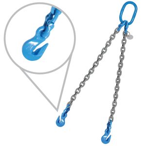 Grade 120 Double Leg Overhead Lifting Slings With Oblong Master Ring And Grab Hooks