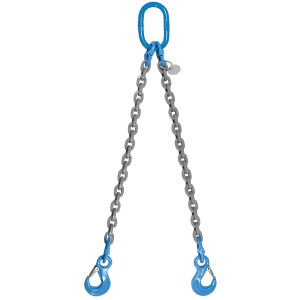 Grade 120 Double Leg Overhead Lifting Slings With Oblong Master Ring And Sling Hooks