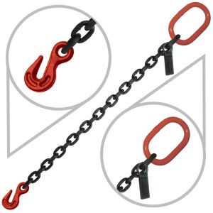 9/32" 6 Foot Grade 80 SSG Single Leg Lifting Chain Sling Sling and Grab Hooks 