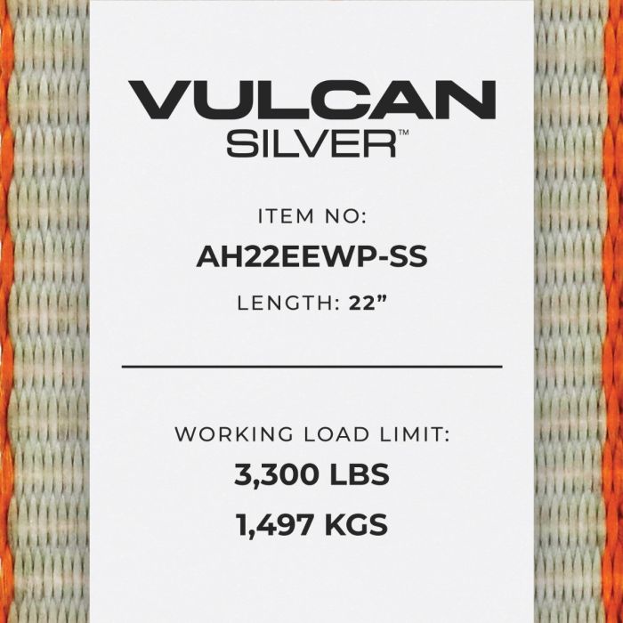 Vulcan Silver Series Eye & Eye Auto Tie Down Axle Strap w/Wear Pad Eyes Safe Working Load 3,300 lbs. 2 x 22 