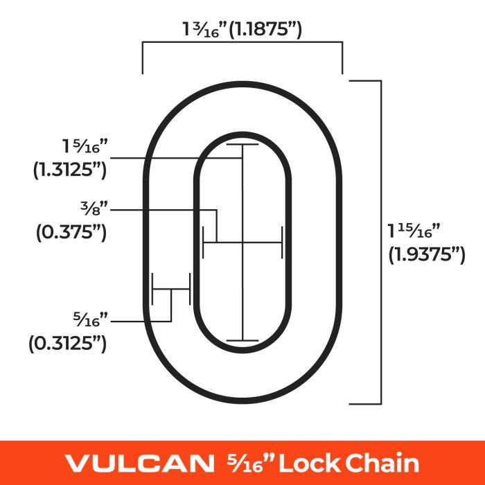 Premium Case-Hardened 3/8" x 6' Chain VULCAN Security Chain 