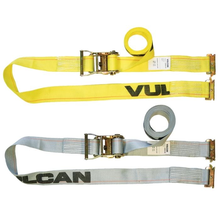 6 Pack Ratchet Style VULCAN Logistic Strap for E Track Classic Yellow 12 Foot 1,333 Pound Safe Working Load 