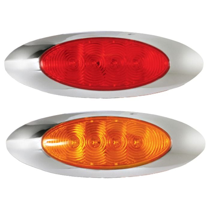 LED Oval Clearance/Side Marker Light with Chrome Bezel Clear Lens Red for TRUCK TRAILER 2 AutoSmart KL-15114C-RE 