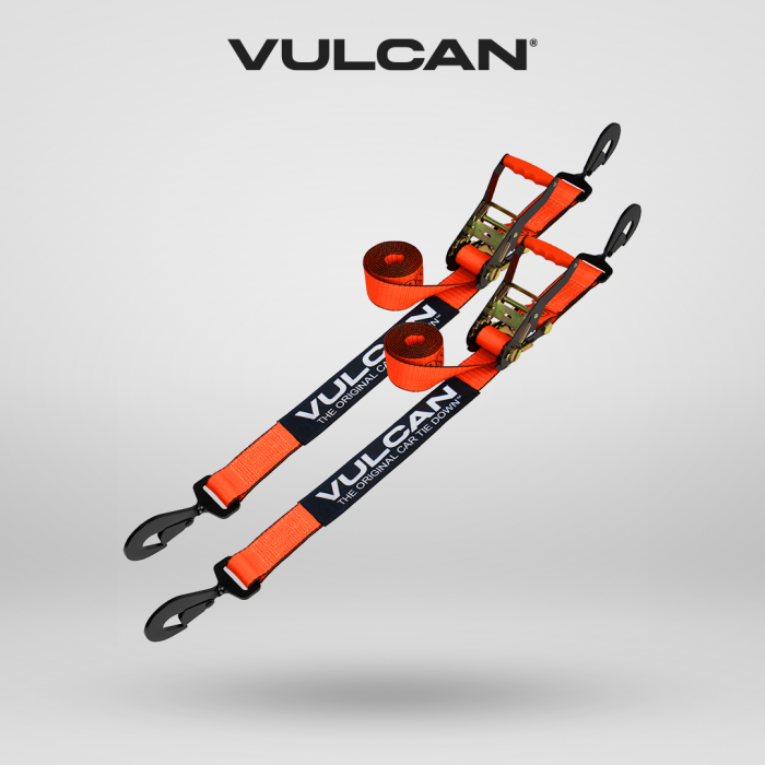 VULCAN Car Tie Down with Twisted Snap Hooks - 2 Inch x 96 Inch - 2