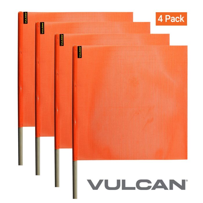 Mesh Construction 18 Inch x 18 Inch 2 Pack VULCAN Bright Orange Safety Flag with Stretch Cord 