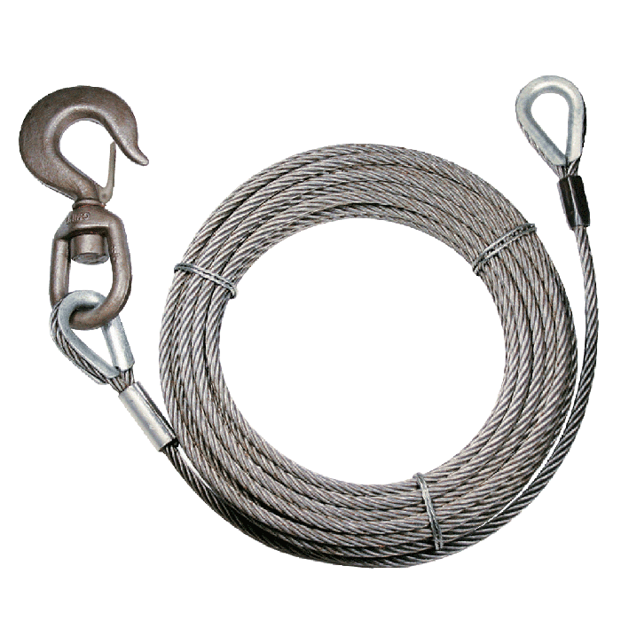 Minimum Breaking Strength 3/8'' x 75' Vulcan Classic Galvanized Steel Core Winch Cable with Self-Locking Swivel Hook 15,100 lbs 