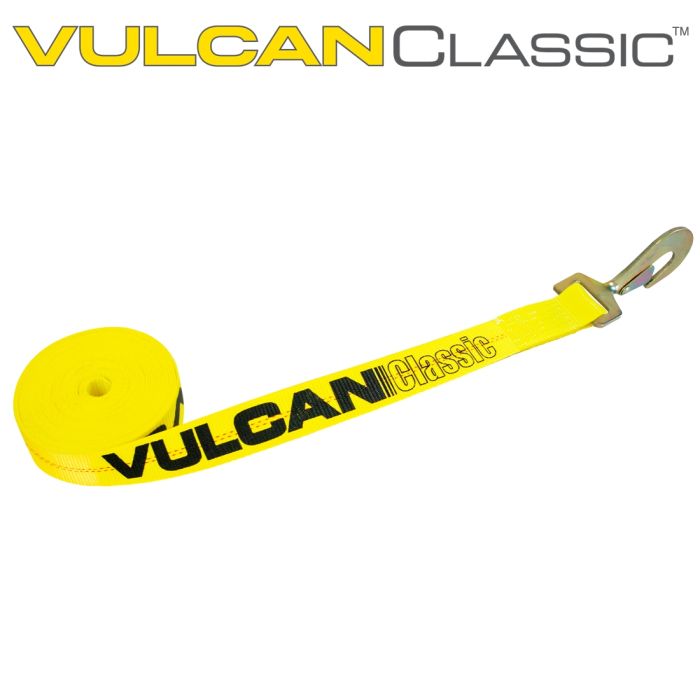 Vulcan Winch Strap with Twisted Snap Hook - 2 inch x 15 Foot - Classic Yellow - 3,300 Pound Safe Working Load WS215ST12