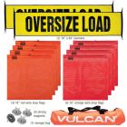 VULCAN Oversize Load Banners, Multi-Color Flags and Magnets Kit - Includes 2 Stretch Cord Oversize Load Banners, 4 Magnets, 4 Red Flags, 4 Orange Flags, and a High-Viz Vented Storage Bag