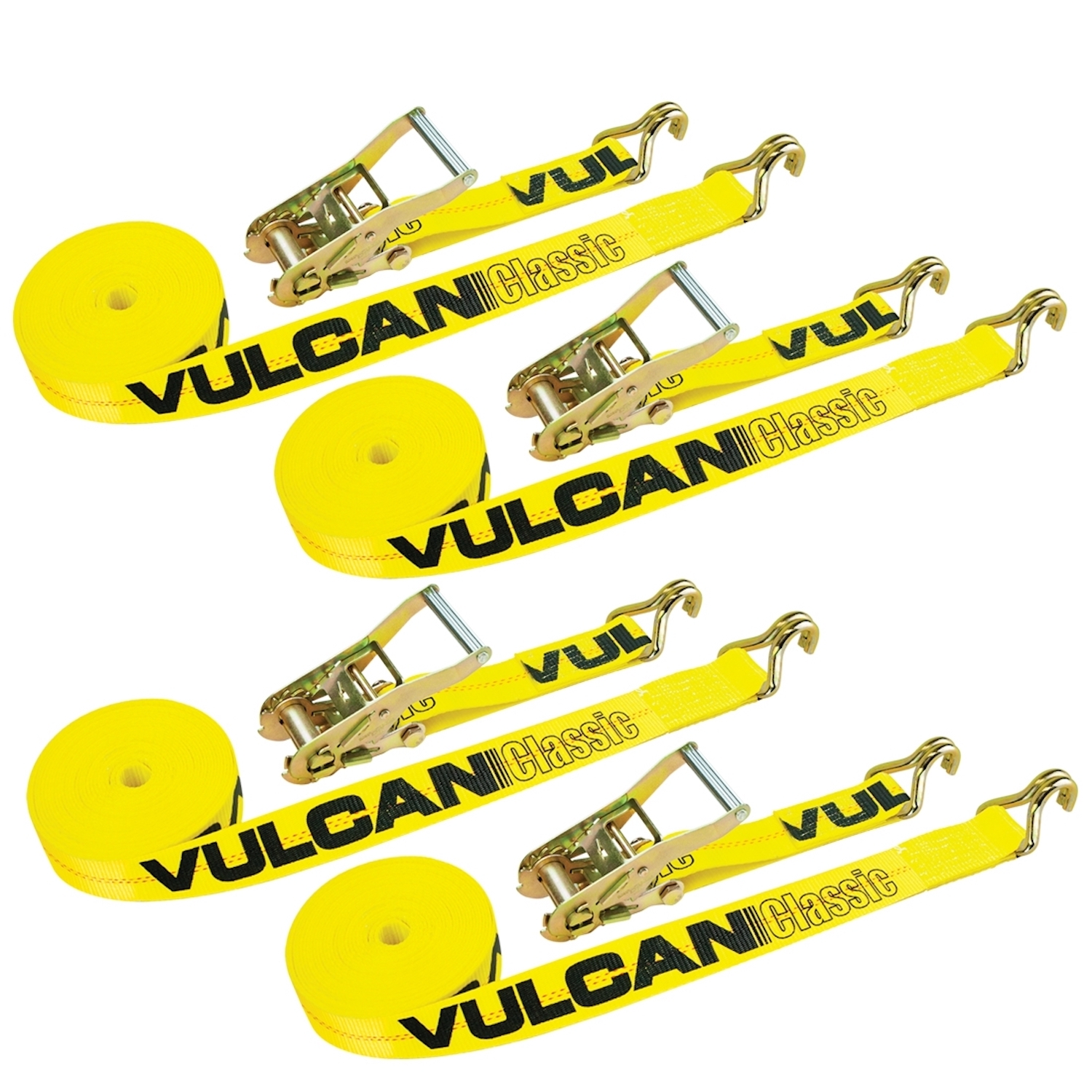  VULCAN Axle Tie Down Combo Strap with Snap Hook Ratchet - 2  Inch x 114 Inch - 4 Pack - Classic Yellow - 3,300 Pound Safe Working Load :  Industrial & Scientific
