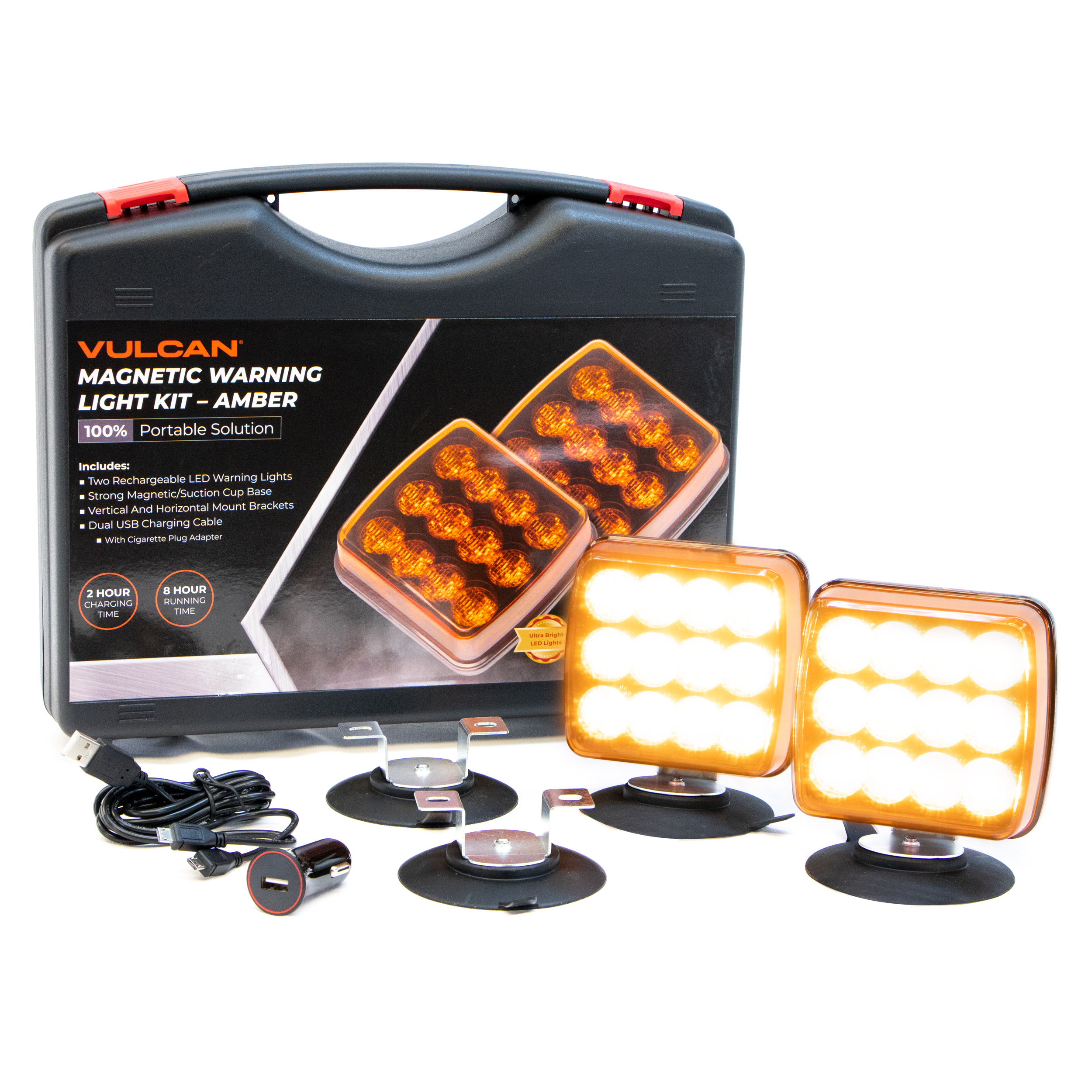 VULCAN Amber LED Flashing Warning Light Kit For Oversize Loads