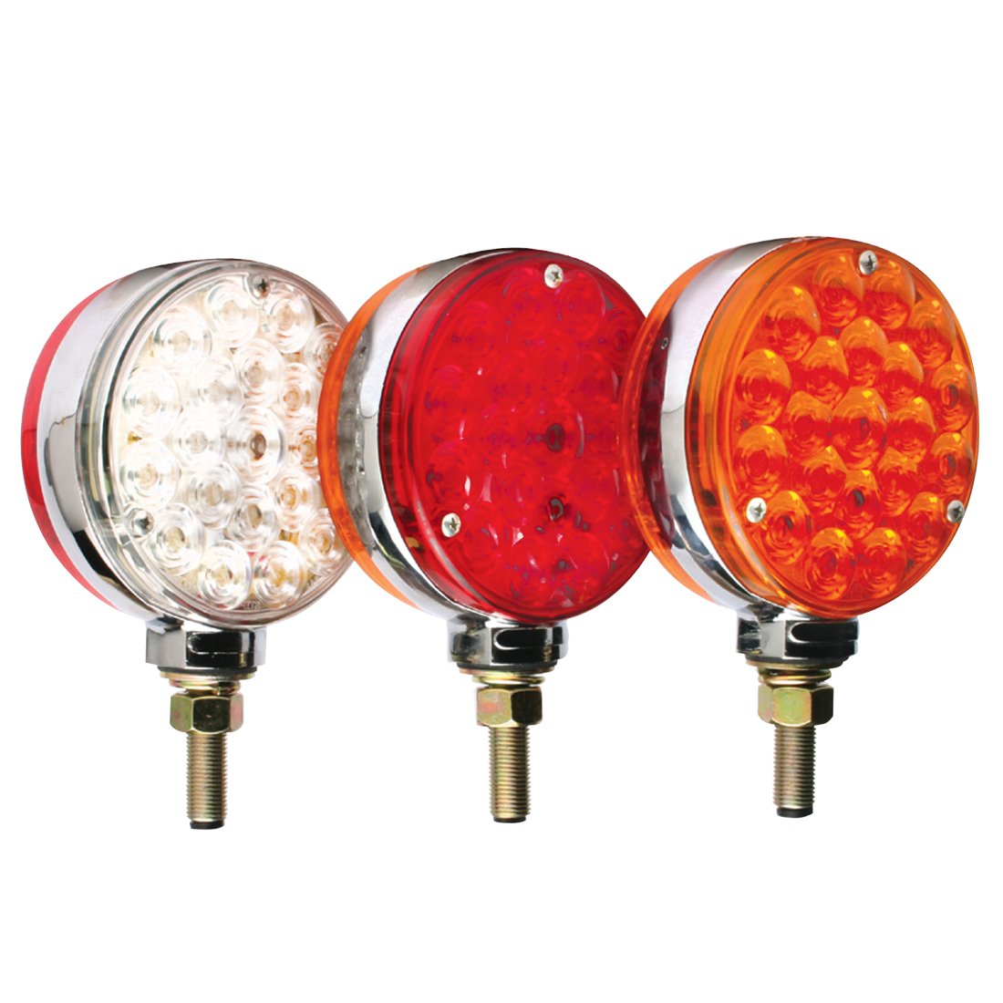 Lollipop Style 4 Round LED Pedestal Lights Red/Clear 
