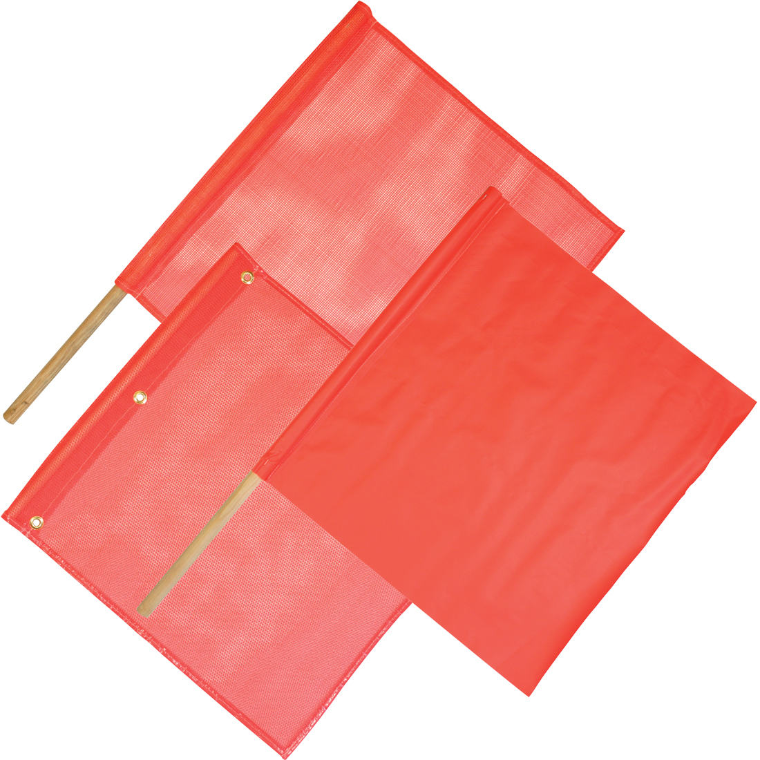 Nylon 18x18 Red Tricot Safety Flag lot of 3 